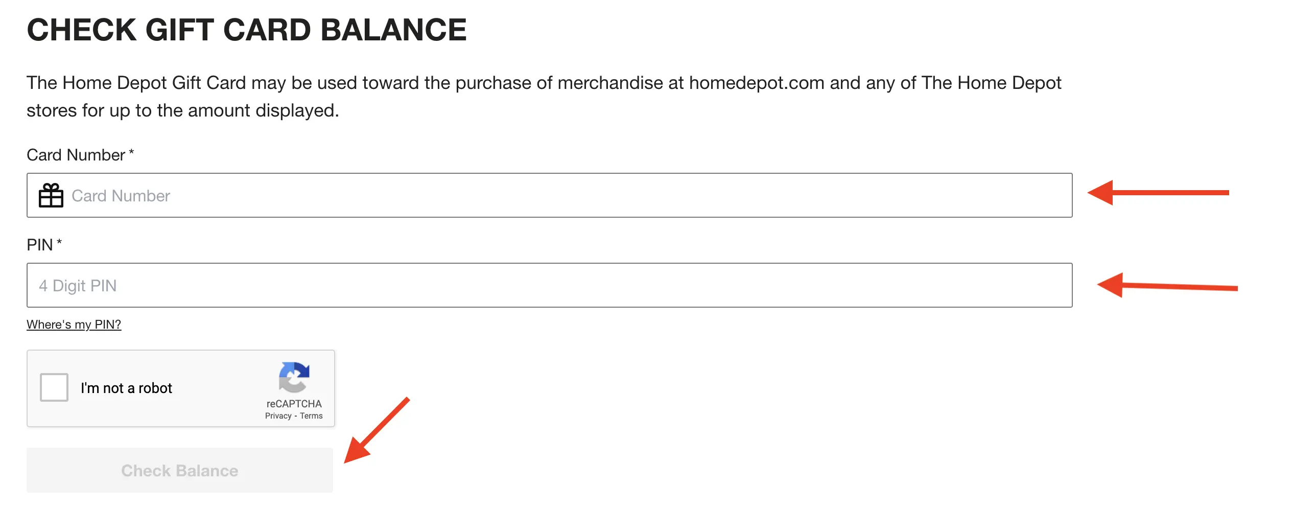 How to check home depot gift card balance